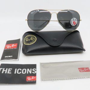 RB 3025 9196/48 58mm Ray-Ban New Gold Polarized Aviator Sunglasses with case